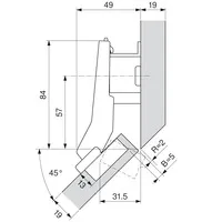 Blum 45 gr II med demper Inserta onyx Svart